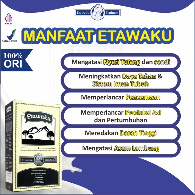 

ETAWAKU PLATINUM-Susu Kambing segar dan Krimer Nabati 200gr