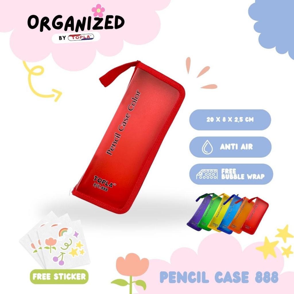 

TOPLA Pencil Case 888 - Kotak Pensil dengan Resleting - Design Simple & Warna Menarik