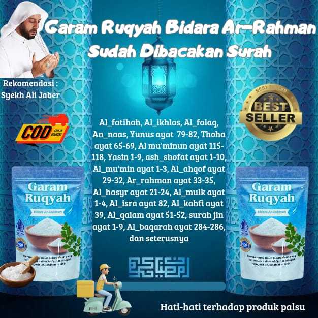 

Garam Ruqyah Ar -Rahman Untuk Metode Pembuka Aura Rezeki, Karir, Jodoh, Usaha 500 Gram