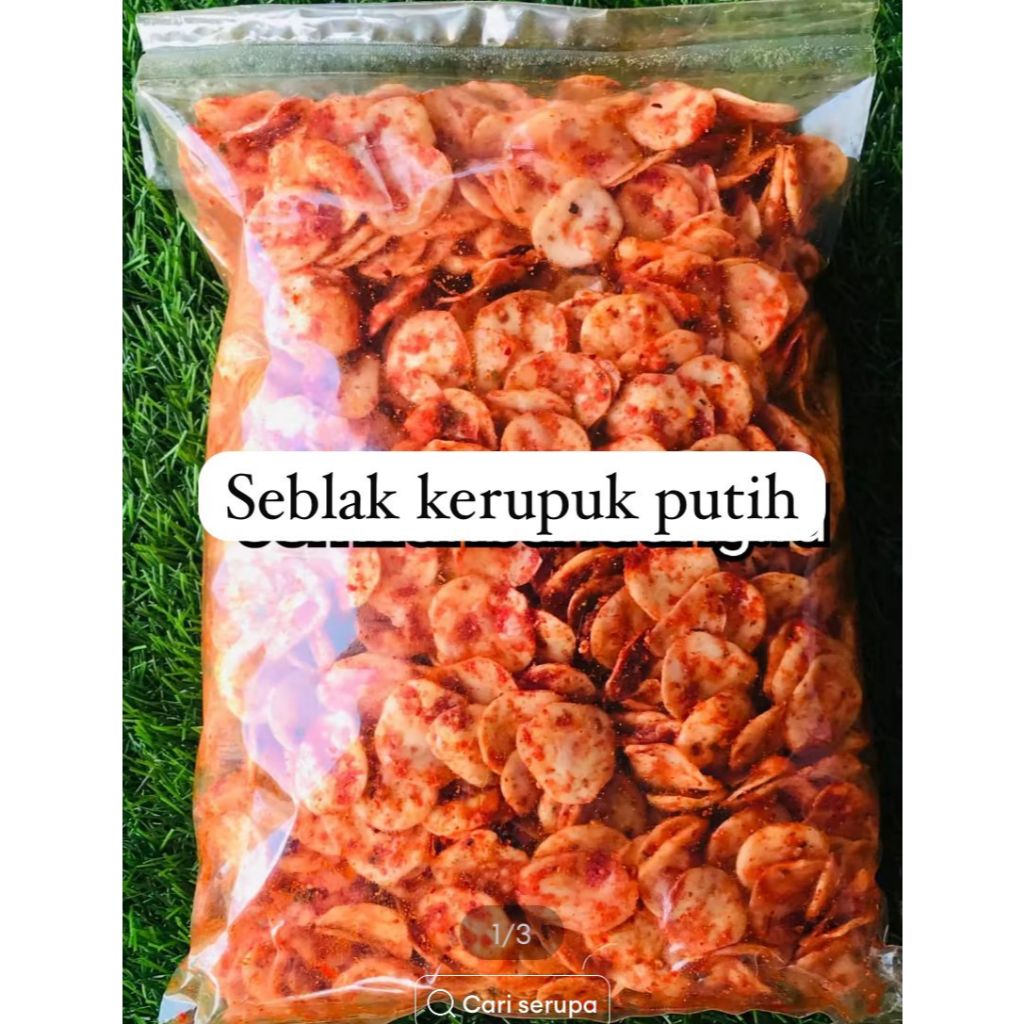 

seblak kerupuk putih/kerupuk ikan pedas daun jeruk bumbu melimpah