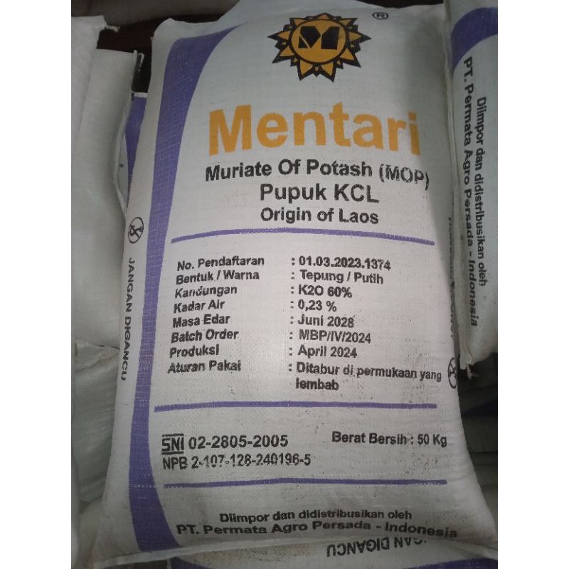 pupuk KCL merk MENTARI origin of LAOS
