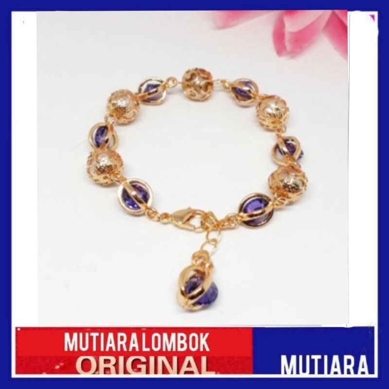 gelang mutiara lombok asli perhiasan gelang tangan wanita rangka rhodium mutiara air tawar pearl ori