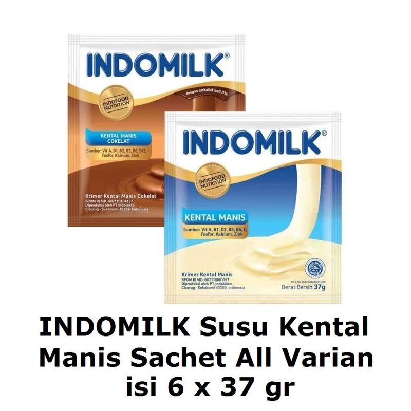 

Susu Kental manis Indomilk Coklat dan Susu 1 Renceng 6 Sachet, Kemasan 37gr per Sachet