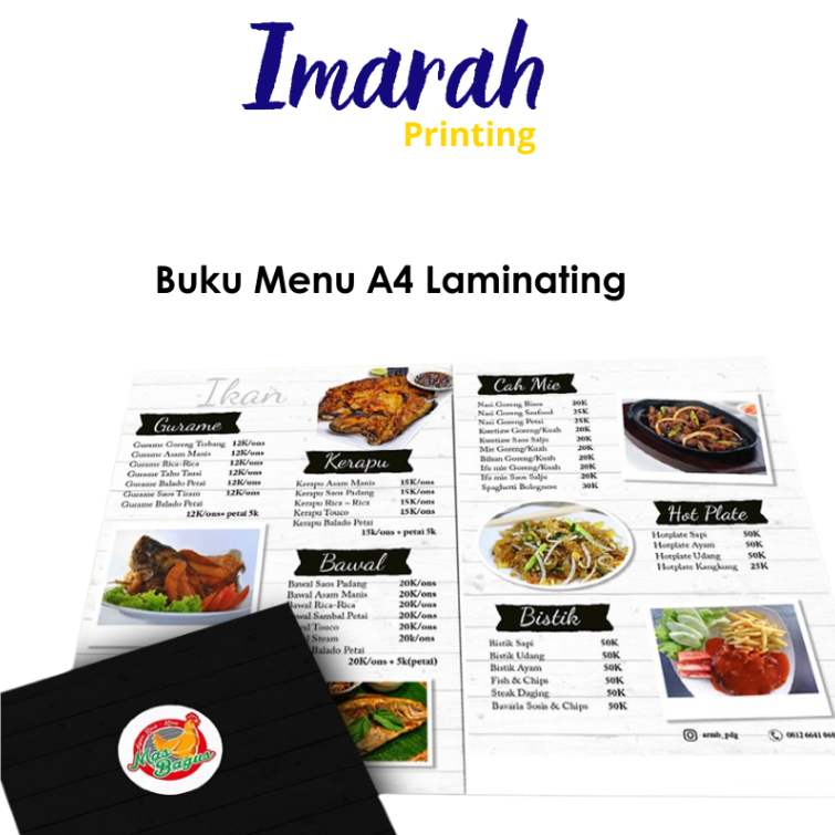 

IMARAH - Cetak Daftar Menu Makanan Minuman Cafe Custom A4/laminating keras