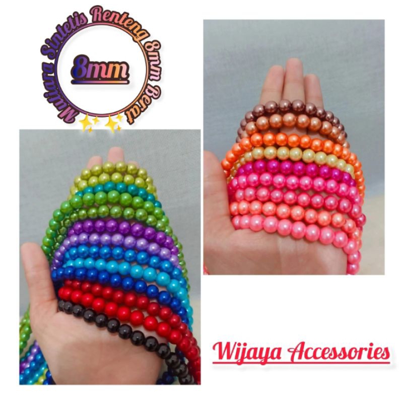 Mutiara Sintetis Renteng Berat 8mm Lengkap Berkualitas Murah,Bahan Payet Baju Manik-Manik