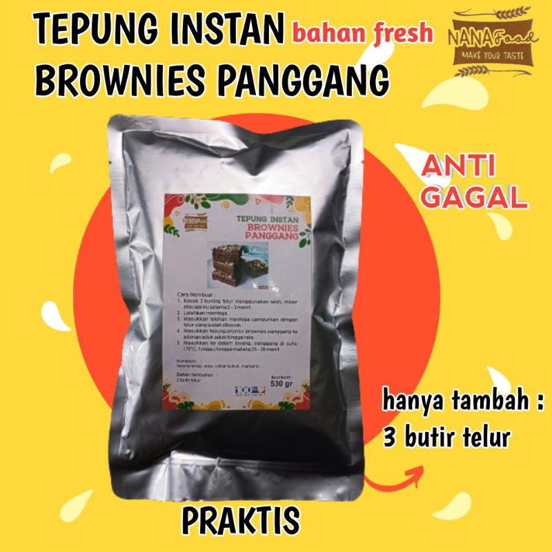 

TEPUNG BROWNIS PANGGANG 530GR,TEPUNG BROWNIS PANGGANG INSTAN PRAKTIS (anti gagal)