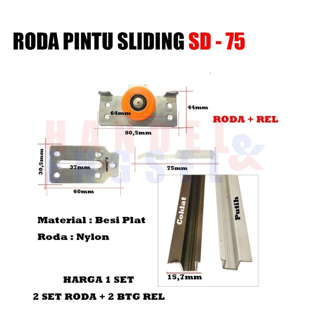 Roda Lemari Sliding SD 385 Orange + Rel Tanam SD 385