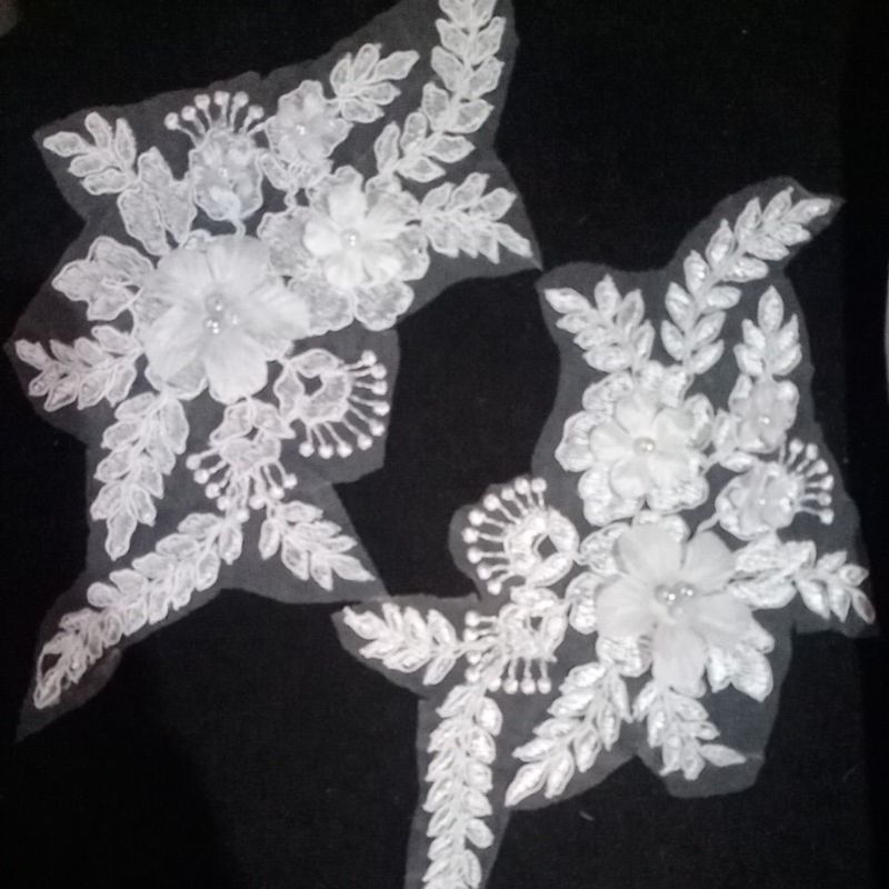 aplikasi tempel renda bordir bunga 3d