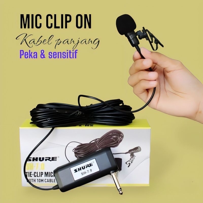 Mic jepit clip on mic kancing peka dan berkabel panjang cocok untuk imam