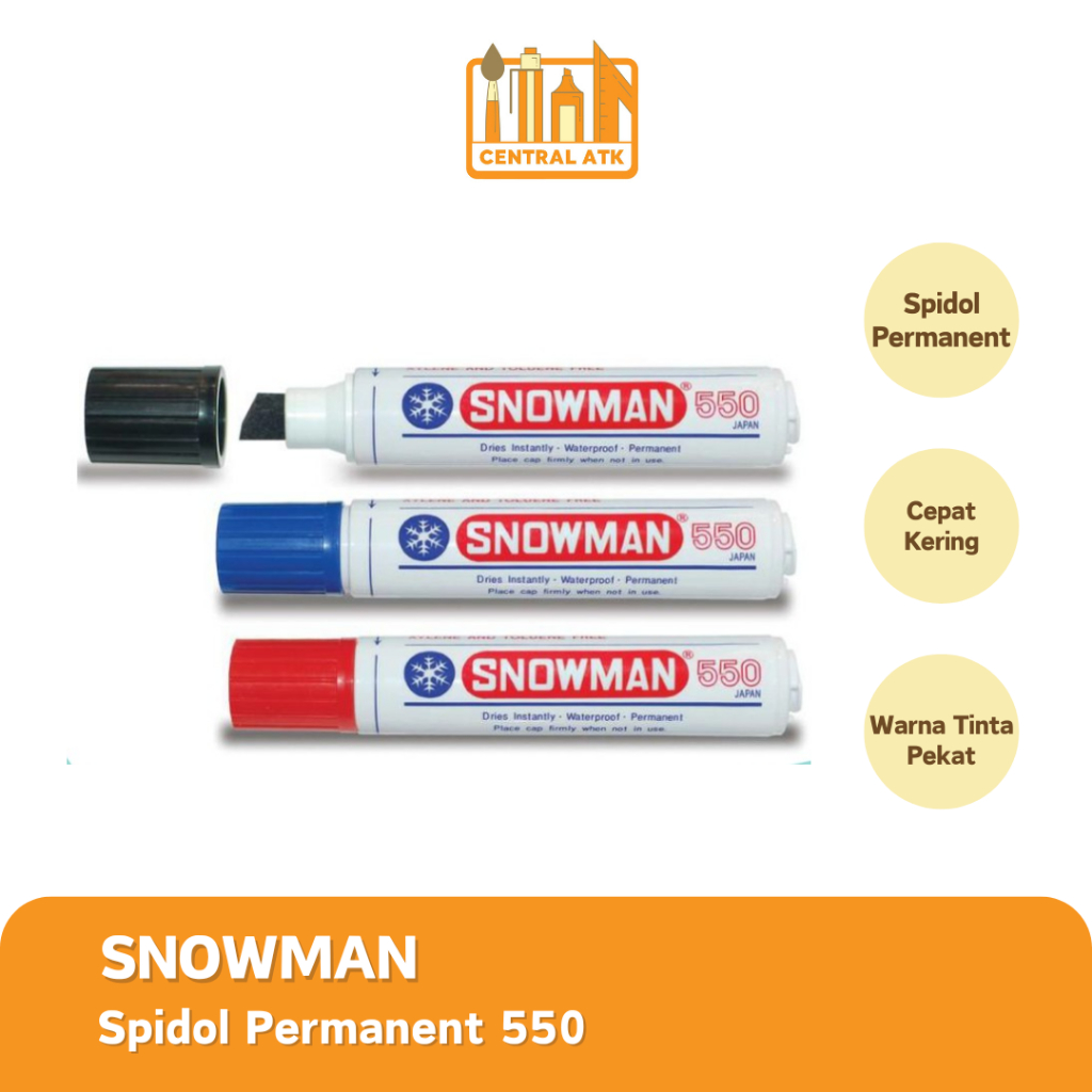 

SPIDOL SNOWMAN 550 PERMANENT HITAM / MERAH / BIRU