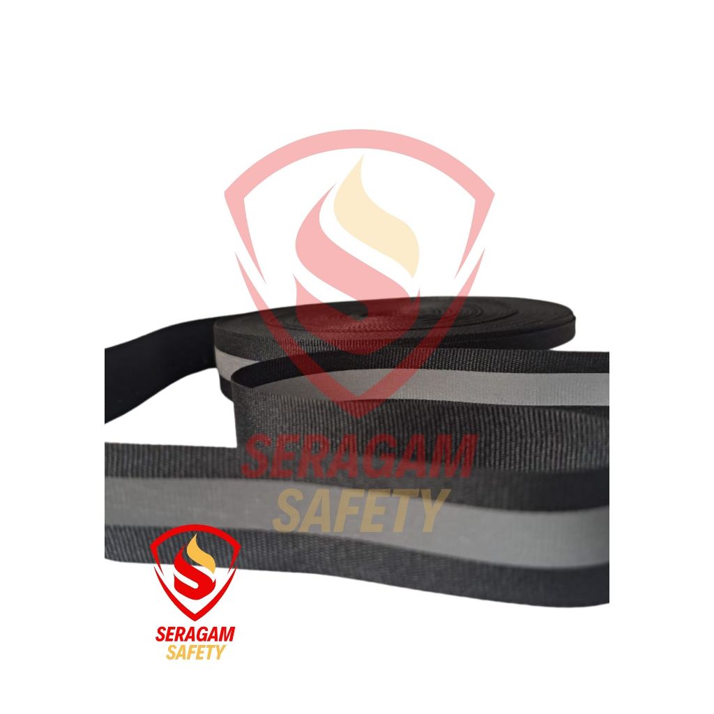Webbing Pita Skotlet HITAM 1 Strip Ukuran 2,5 cm permeter/Webbing Scotchlite/Webbing Reflective/Webb