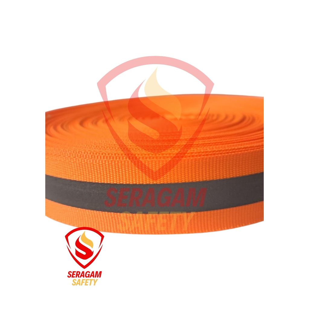 Webbing Pita Skotlet ORANGE 1 Strip Ukuran 2,5 cm per 1 Roll /Webbing Scotchlite/Webbing Reflective/