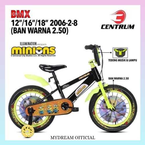 SEPEDA ANAK LAKI BMX CENTRUM 2006 2 8 BAN WARNA 2.50 12 16 18 INCH,SEPEDA BMX READY SEMUA WARNA-TERM