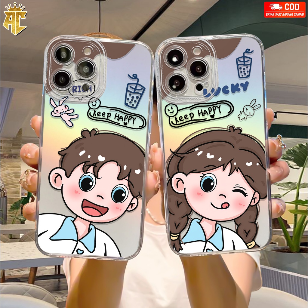 Case Hologram OPPO A5S A11K A12 A7 A15 A15S A57 A77S A58 4G Motif ( 3D COUPLE LUCU ) Softcase Hologr