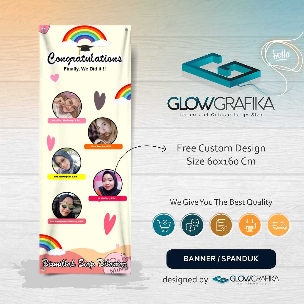 Cetak Spanduk Banner Graduation Cream Custom