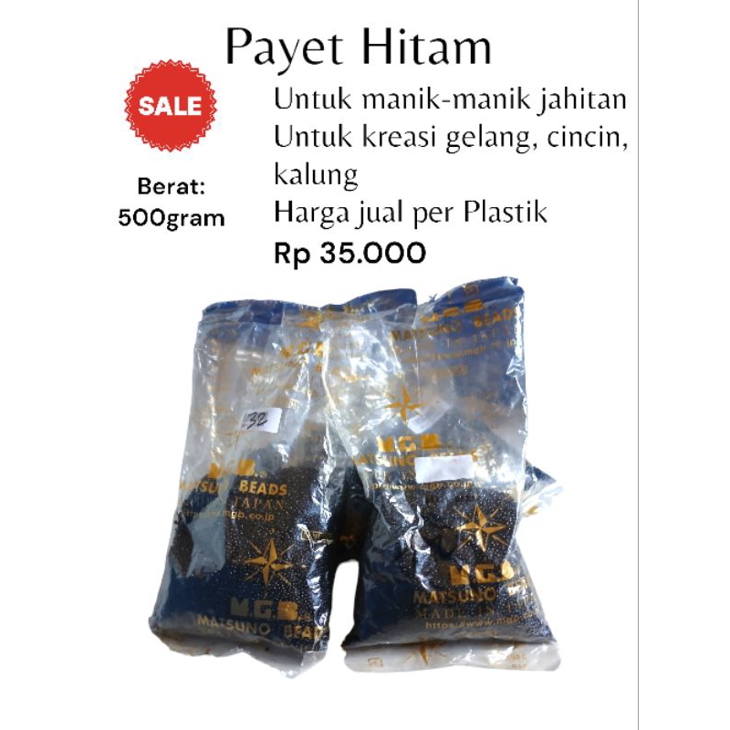 {APM}Payet Hitam/ Mutiara Bulat/ Mote Jepang/ Merek MGB