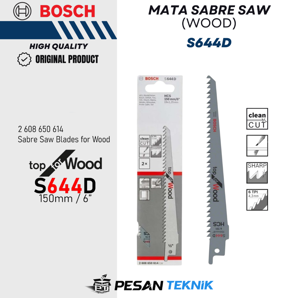 Mata Jig Saw kayu Gergaji Sabre wood RECIPROCATING SAW BOSCH S644D