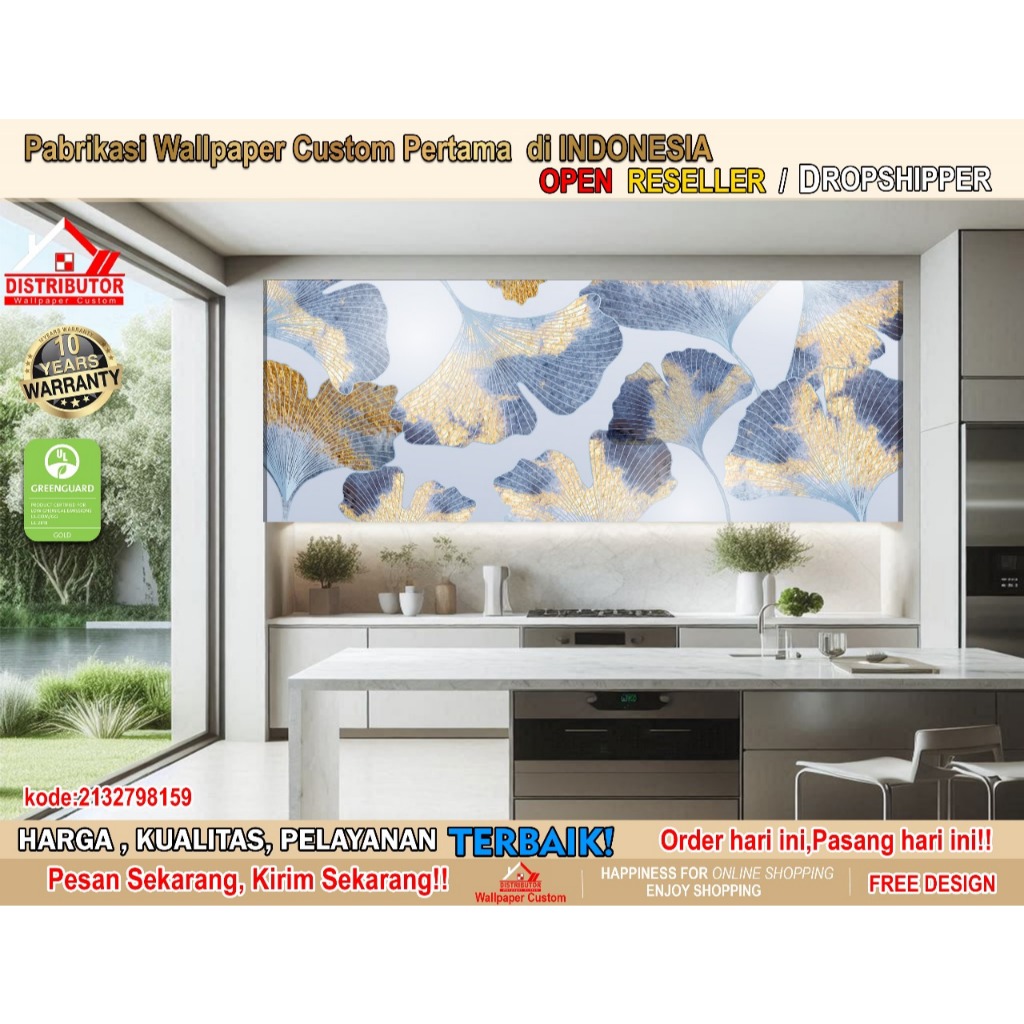 Wallpaper Custom 3D Tema 3D Mural | Wallpaper Dapur | Wallpaper Dapur Mural | Wallsticker | Wallpape