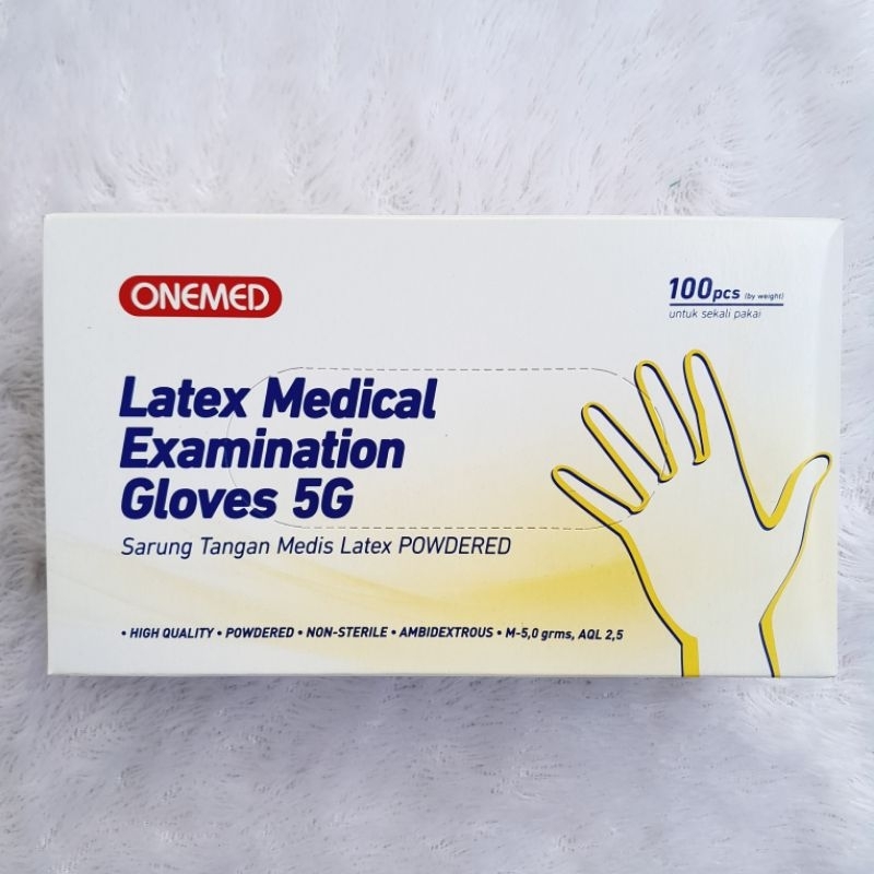 SARUNG TANGAN LATEX Putih Onemed Sarung Tangan Karet Isi 100