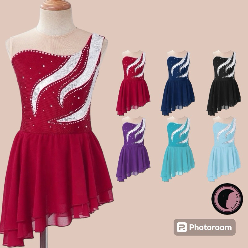 Gymnastic Leotard  Rhytmic  Baju Senam Anak Dance Skate ukuran 5-14 tahun