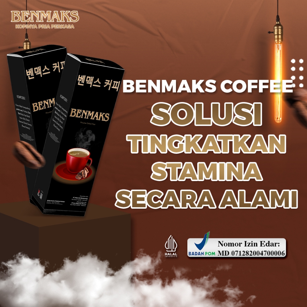 

BENMAKS COFFE Solusi Tingkatkan Stamina Pria Kopi Pilihan Pria 5 sachet