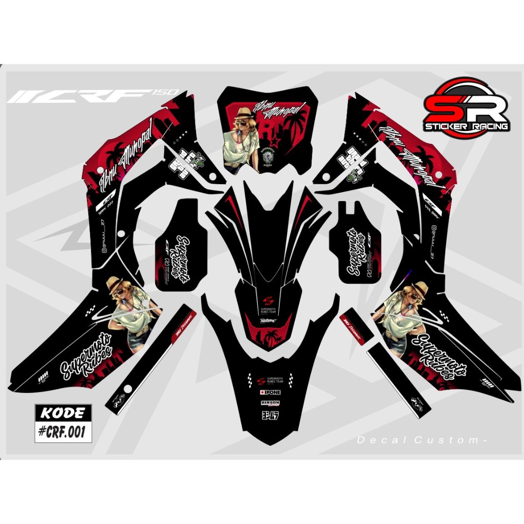 Decal CRF 150L Decal Trail / Supermoto / Motocross Termurah motif Terbaru Warna Merah #CRF.006