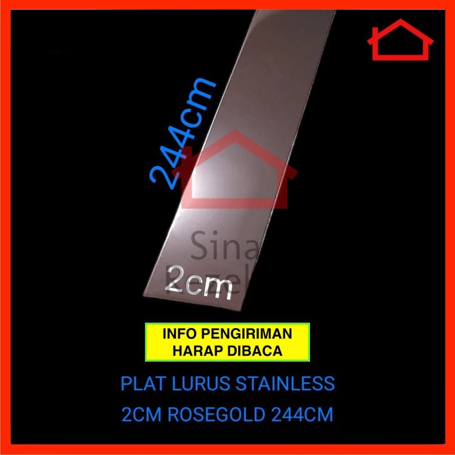READY STOK] Plat Lurus 2 cm Stainless Steel Rose Gold / List Strip 20 mm Lis Emas