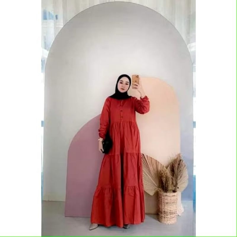 Gamis Susun Kirania rayon premium Gamis rempel 3 susun Gamis kirania polos