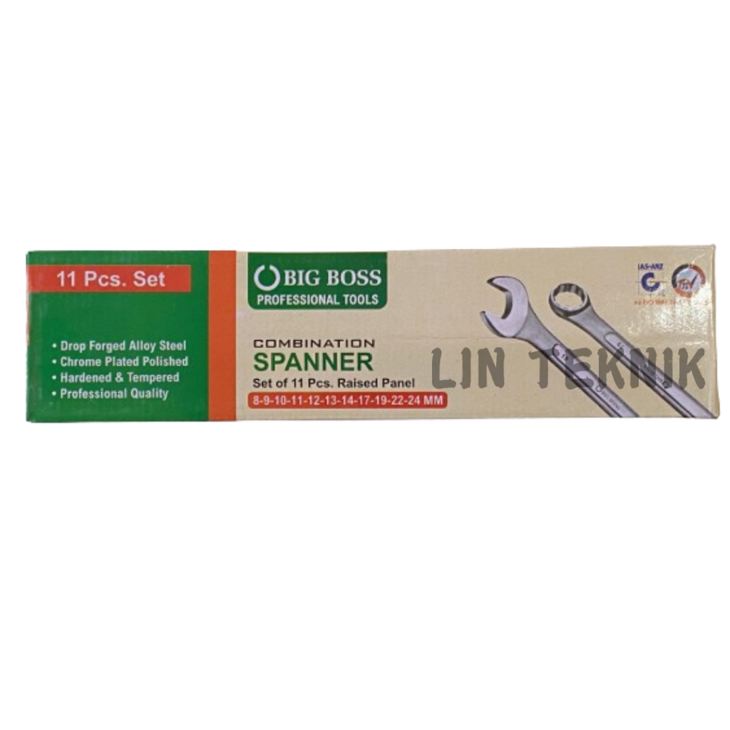 Kunci Ring Pas Set BIG BOSS 11 Pcs (8-24 MM)