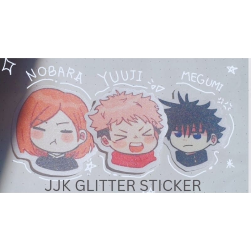 

JJK (Jujutsu kaisen) STICKER GLITTER DIE CUT, NOBARA, YUUJI, MEGUMI.