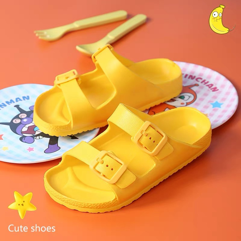 Sandal Karet Anti Selip Anak Impor untuk Anak Laki-laki Sandal Birkenstock Warna Polos untuk Anak Pe
