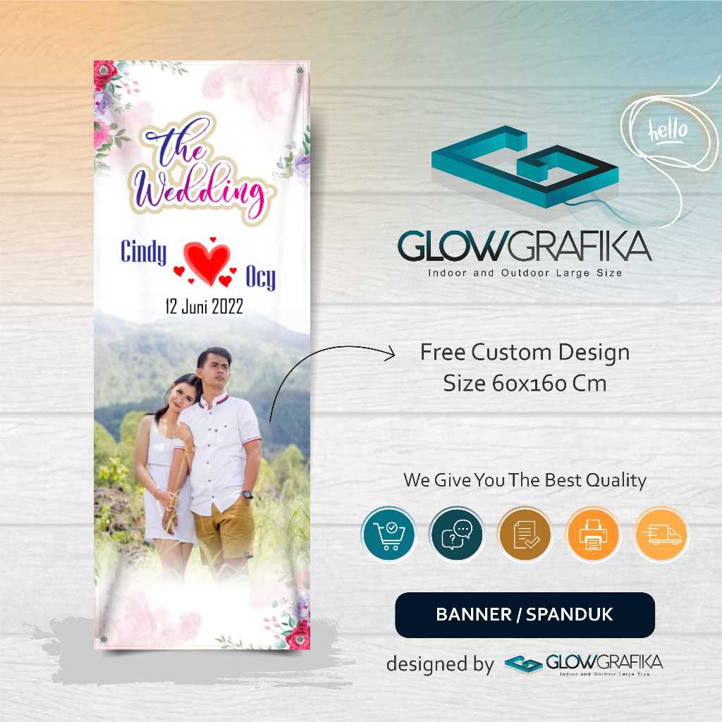 Cetak Spanduk Banner The Wedding Custom Free Design