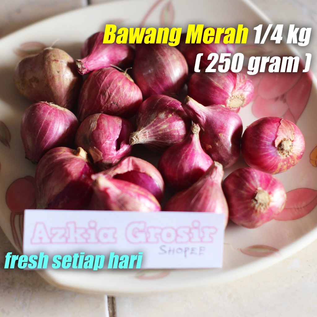 

Bawang Merah Lokal 1/4kg 250 Gram Berkualitas Ukuran Sedang / Medium