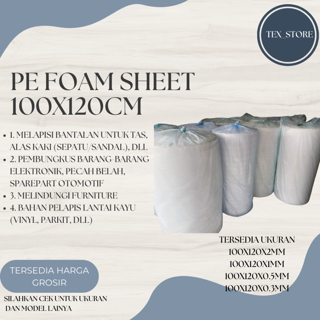 

Busa Packing PE Foam Sheet 0,5m,1mm, 2mm x 120cm x 100cm Parket, Lapisan Tas, Wrapping