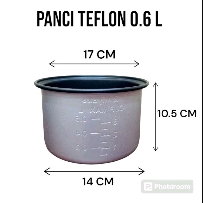 Panci Magic Com Miyako Teflon 0,6 Liter 1,8 Liter Anti Lengket 0.6L 1.8L