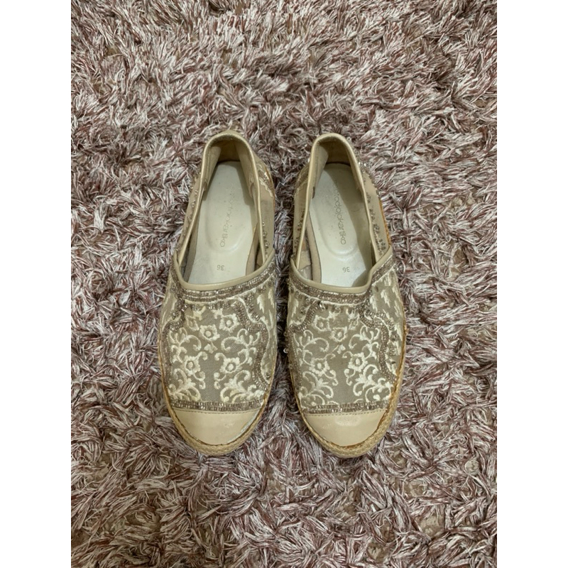 SAPTO DJOJOKARTIKO Beige Embellished Espadrilles Shoes Size 36