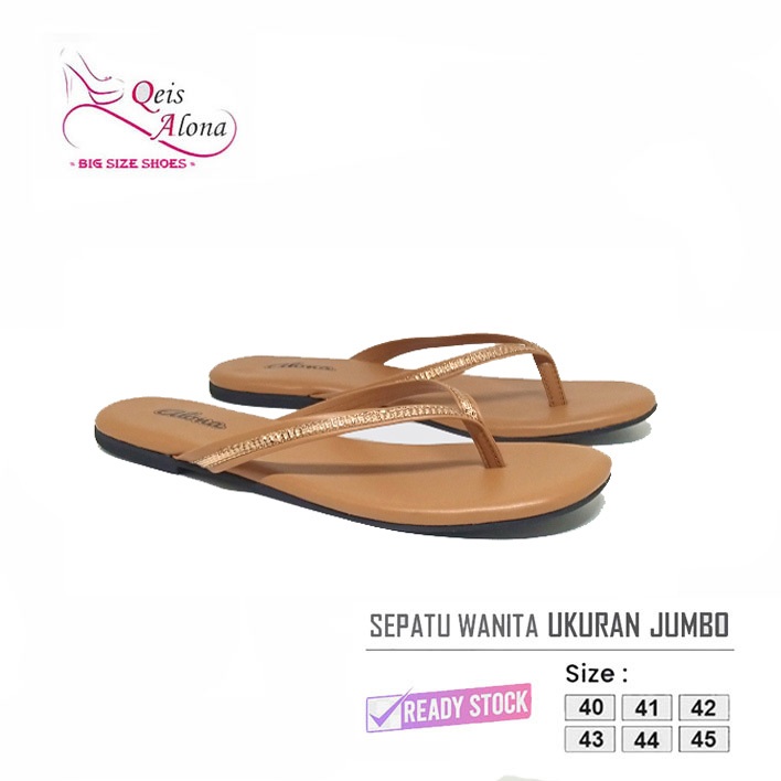 Qeis Alona Zara | Sandal Flat Wanita Ukuran Jumbo | Sandal Jepit Simpel Premium Big Size