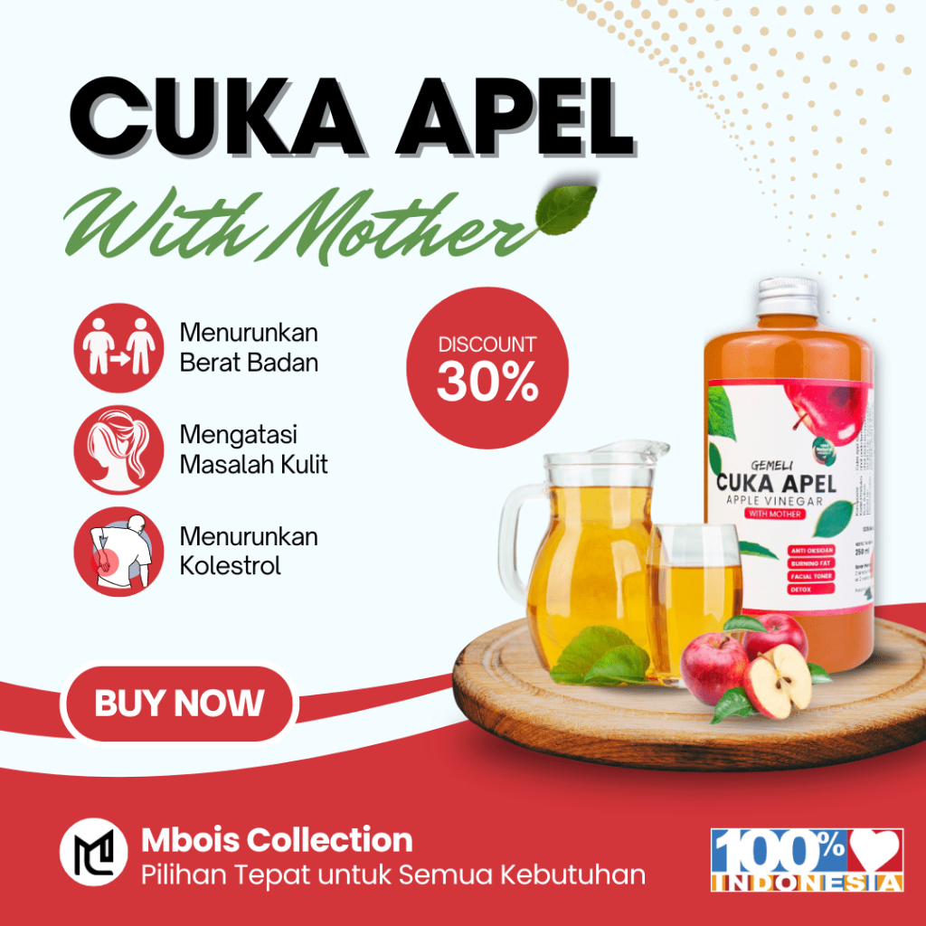 

Cuka Apel Organik Premium Original With Mother untuk Diet - Apple Cider Vinegar 100% Asli 500-1000ml