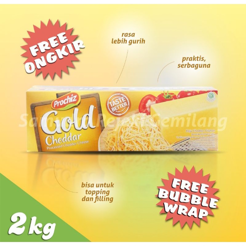 

Keju Chedar Prochiz Gold 2kg / Keju Parut / Keju chedar