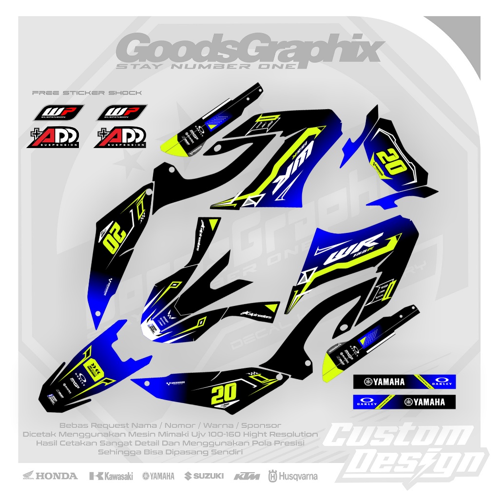 Decal Yamaha Wr 155 Custom Design - Decal Wr 155 Hitan Kombinasi Stabilo