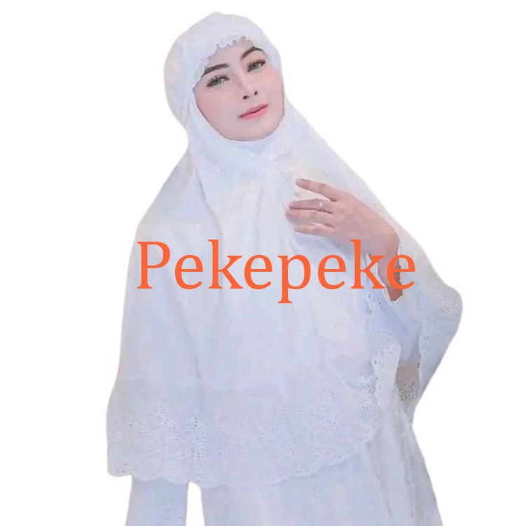 Bergo Katun Renda Super Premium, Jilbab Instan Wanita Motif Bordir, Perlengkapan Haji Umroh