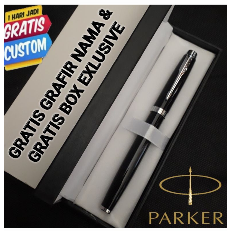 

pulpen parker black silver