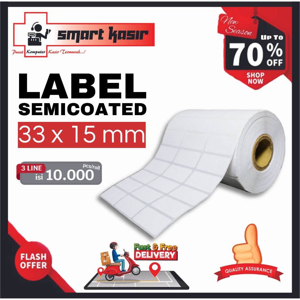 

Label Sticker SEMICOATED 33x15 mm [ 3 baris ] | Label Semicoated 33x15 | Label Sticker Print | Label Sticker Printer | Label Sticker Thermal | Print Label Sticker | Print Label Pengiriman | Kertas Label Sticker | Kertas Label Tempel | Kertas Label Thermal