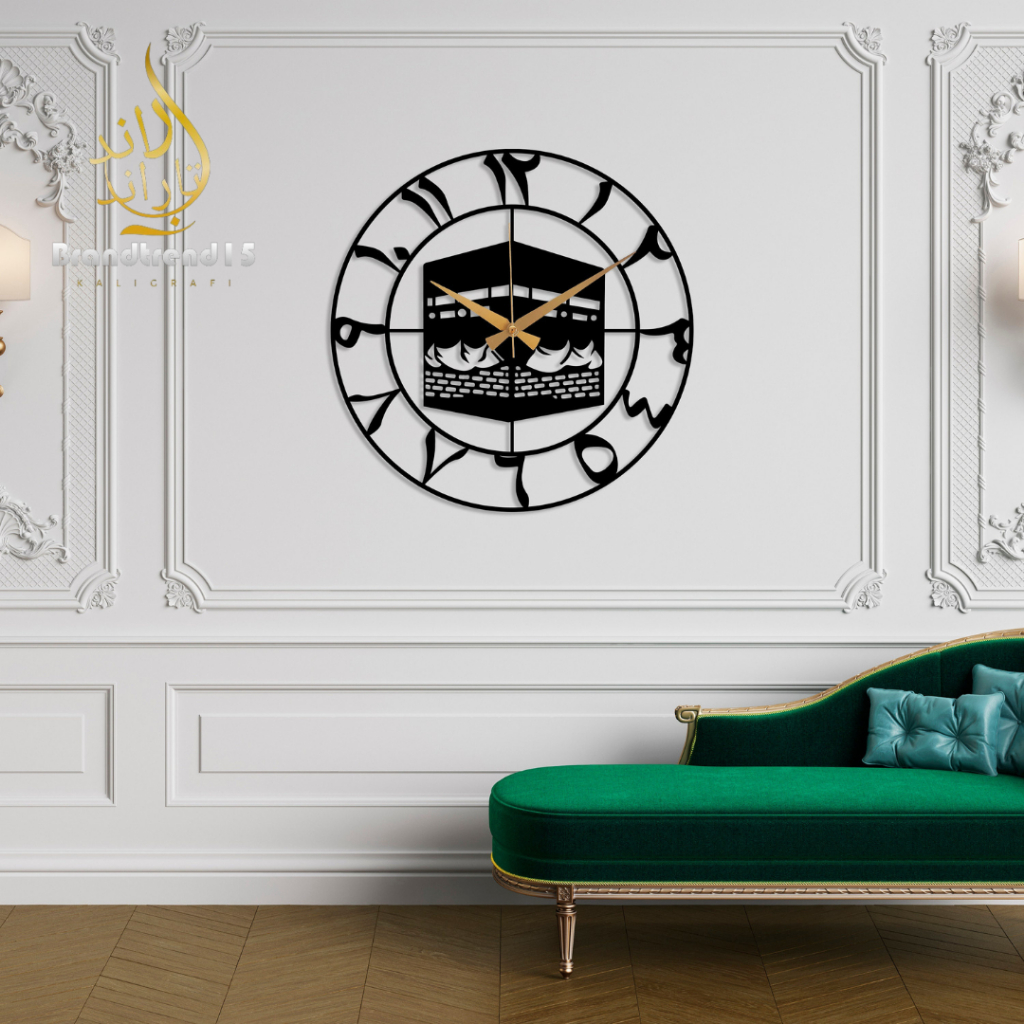 jam Dinding Mirror Premium model ka'bah huruf arab/ Jam Dinding akrilik Aesthetic / Hiasan Jam Acryl