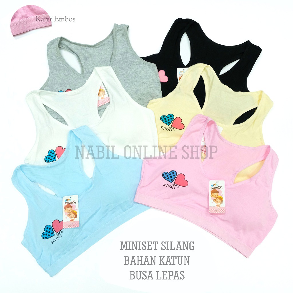 Promo 6 PCS Miniset Tali Silang anak perempuan -  Miniset Anak Remaja Busa Lepas Karet Embos Polos K