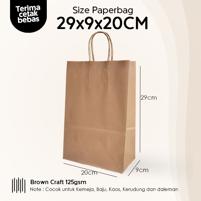 

(Talikertas) Paper Bag Kado Jumbo Uk. 29x9x20 CM, Papper Bag Coklat Packing Olshop Baju, Kemeja, Kaos dan Kerudung, Paperbag Polos Warna Coklat Murah
