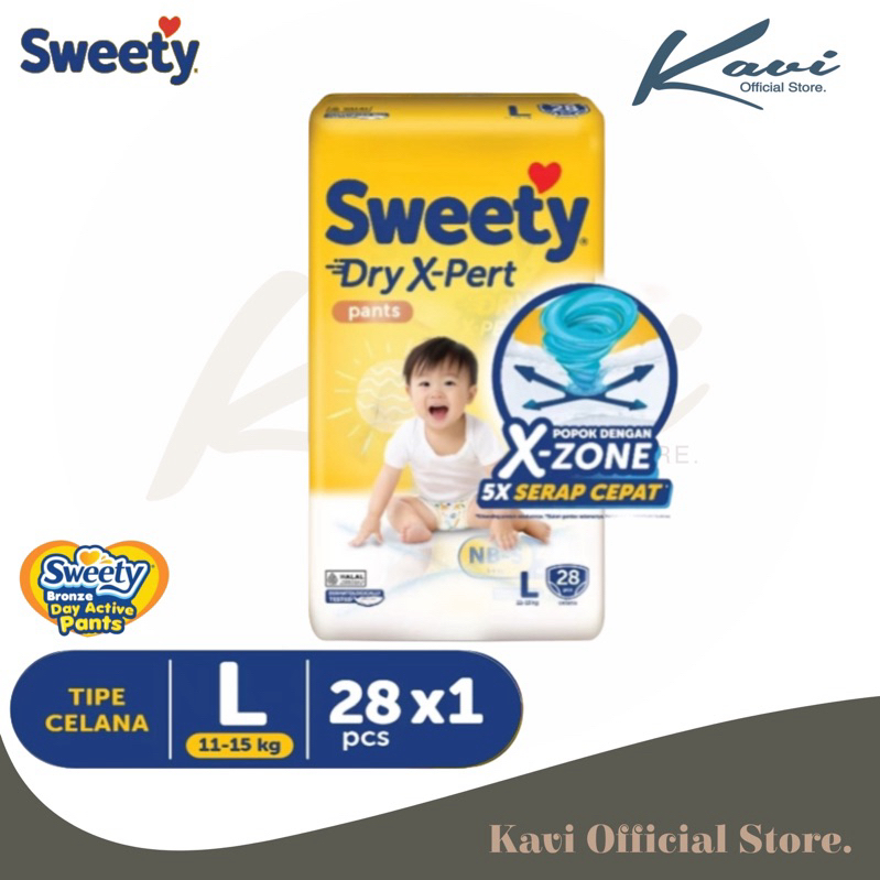 SWEETY BRONZE COMFORT L-28 PANTS Pampers / popok celana / pants Bayi ukuran L isi 28 pcs sweety bron
