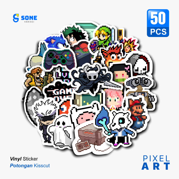 

Stiker Pack Pixel Art Aesthethic Vinyl Waterproof untuk Sticker Buku Journal Casing HP Laptop Tumbler