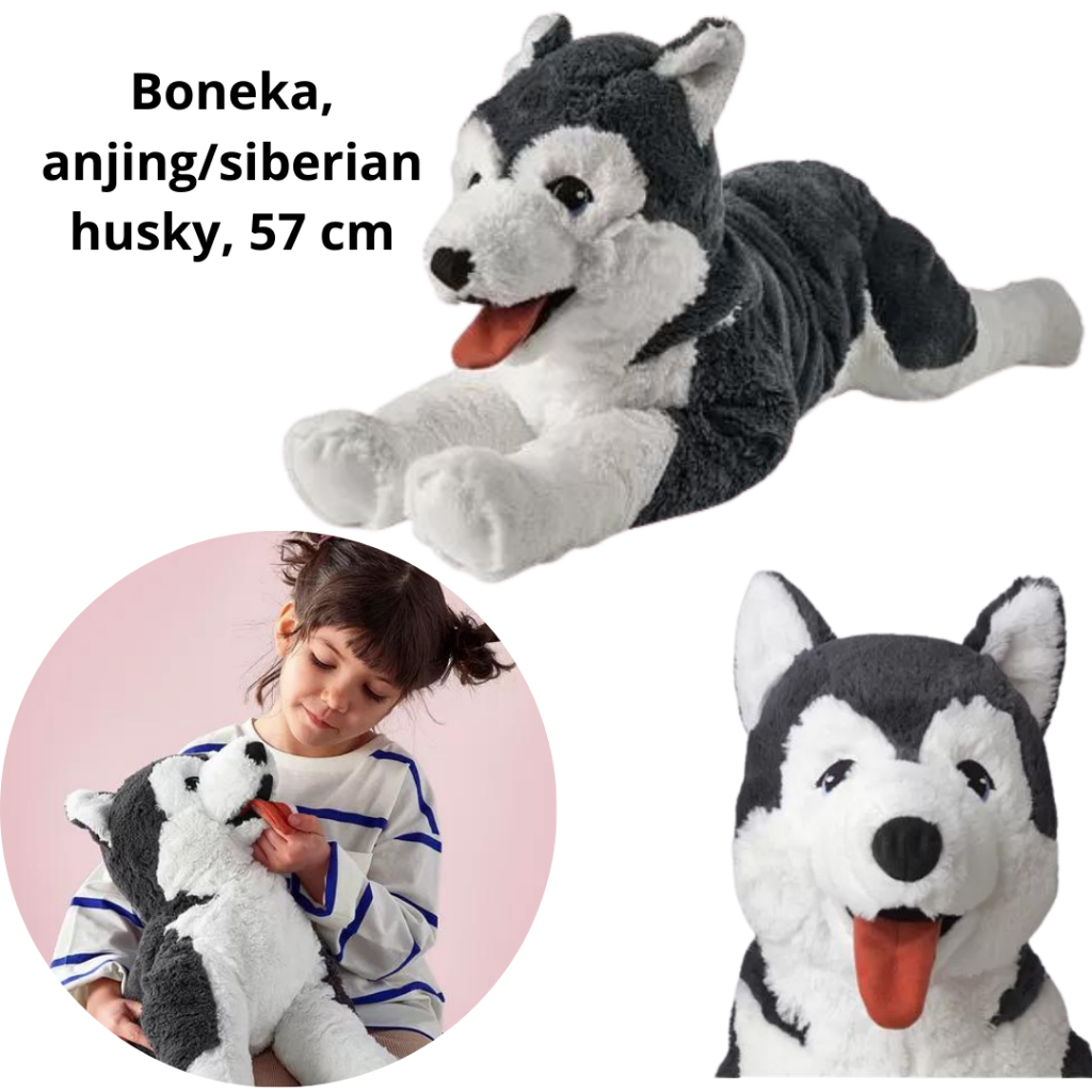 Mainan anak Boneka, anjing/siberian husky, 57 cm 100% Original IKEA