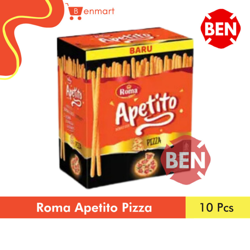 

Roma Apetito PIZZA 1 Pak Box 10 Pcs Biskuit Stik Stick Orange Dus